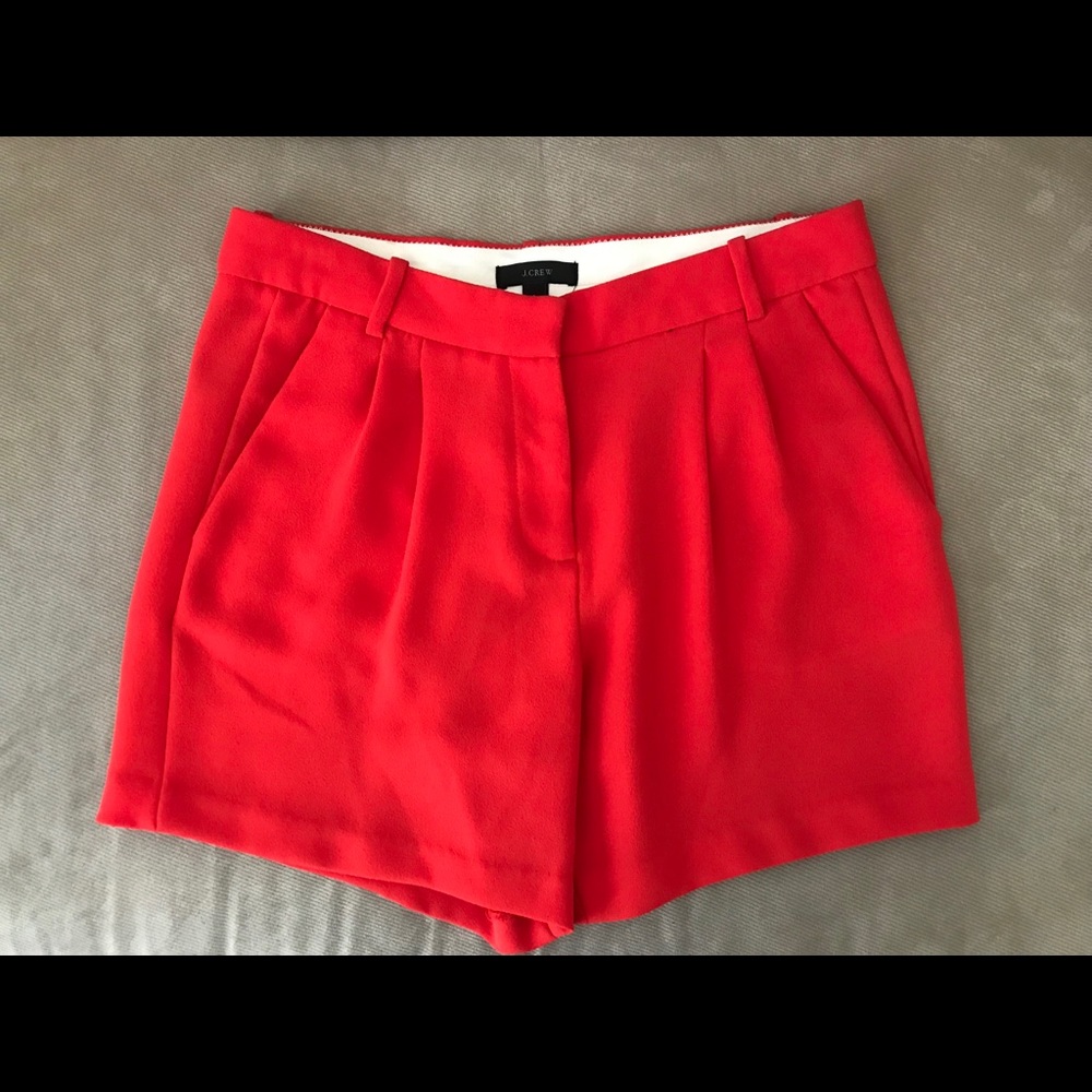 Jcrew Crepe Shorts in Geranium